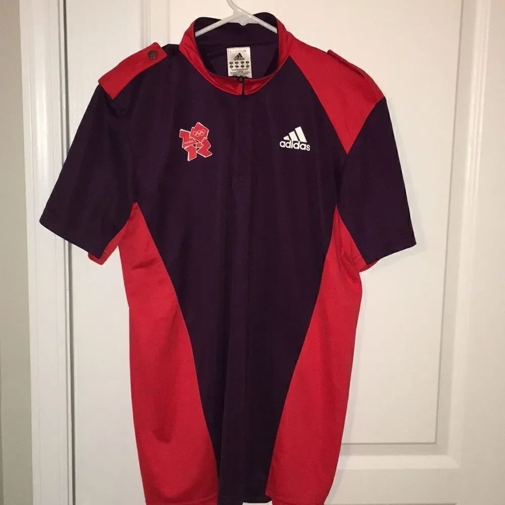 Adidas London 2012 Olympics Red Military Technical Polo Shirt Management Team M